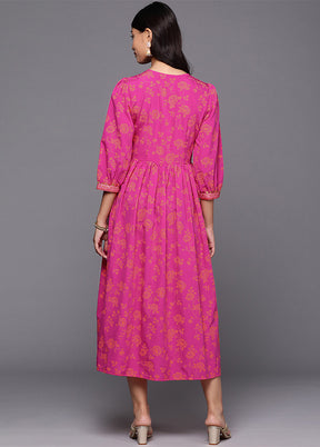 Pink Readymade Silk Indian Dress