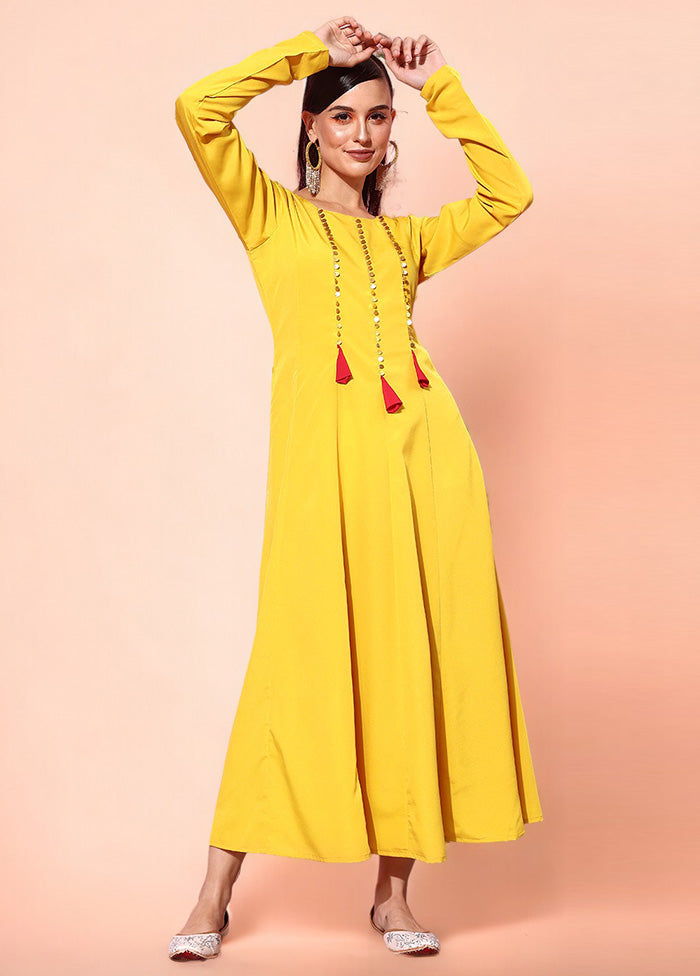 Mustard Readymade Silk Indian Dress