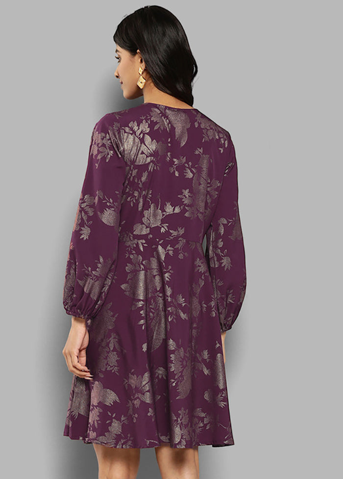 Wine Readymade Silk Indian Dress