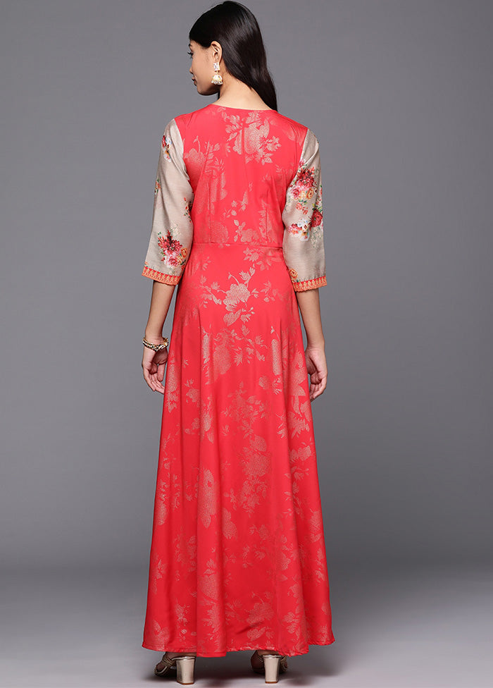 Red Readymade Silk Indian Dress