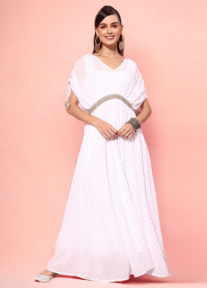 White Readymade Georgette Indian Dress