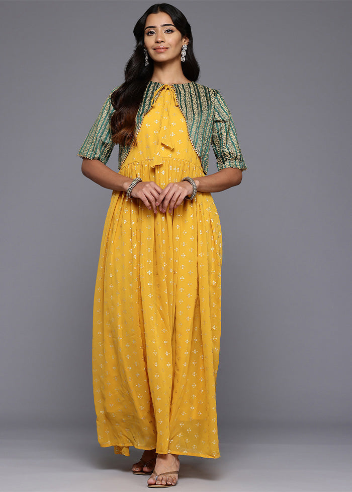 Mustard Readymade Georgette Indian Dress