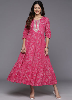 Pink Readymade Cotton Indian Dress