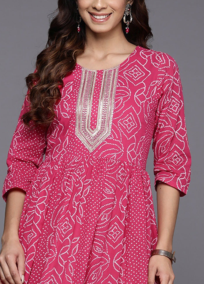 Pink Readymade Cotton Indian Dress