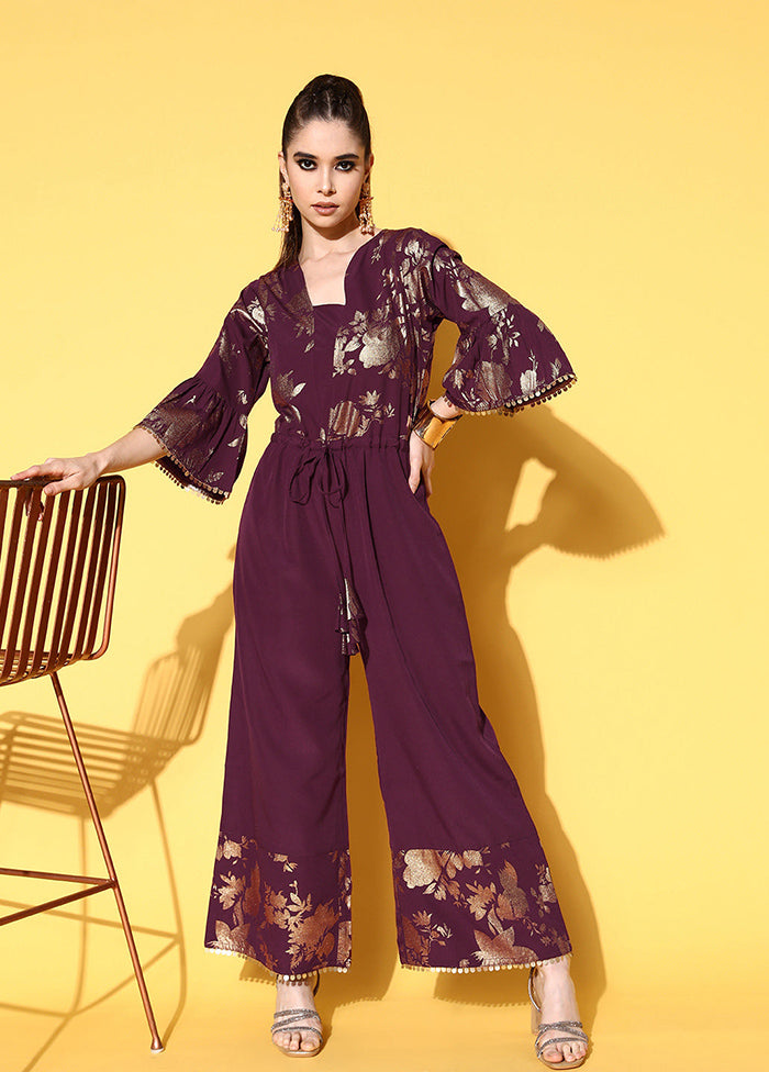 Burgundy Polyester Jumpsuit - Indian Silk House Agencies