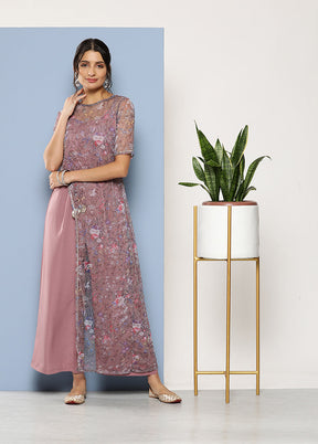 Mauve Readymade Polyester Jumpsuit - Indian Silk House Agencies
