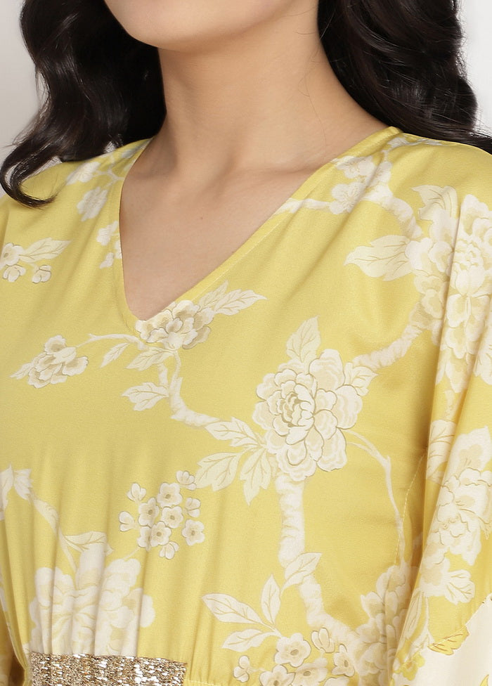 Lime Green Readymade Polyester Kurti