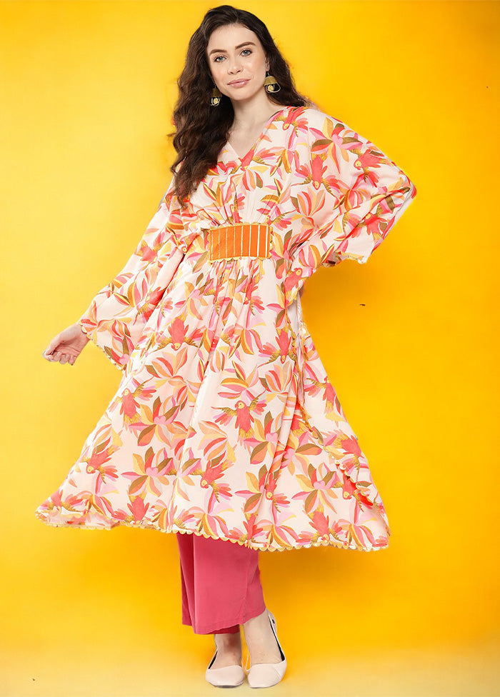 Off White Readymade Silk Kurti