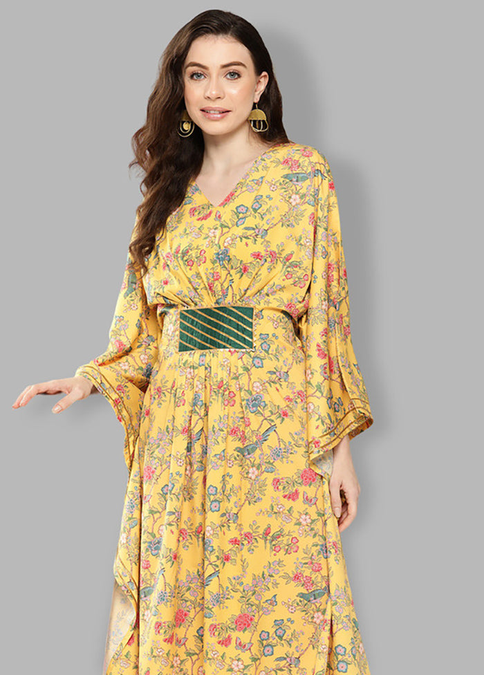 Yellow Readymade Silk Kurti