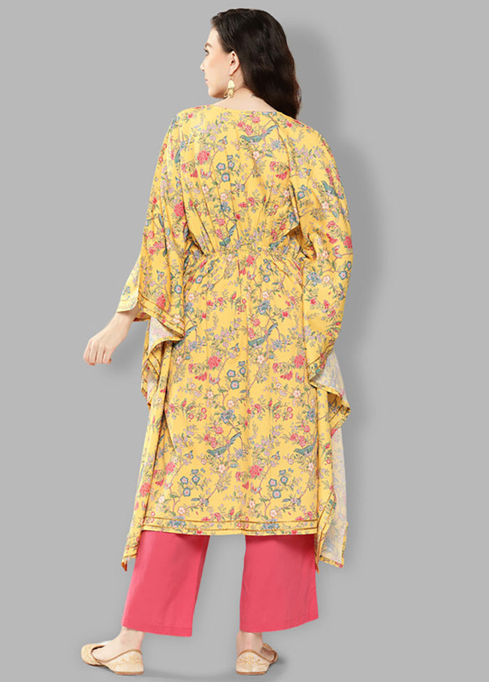 Yellow Readymade Silk Kurti