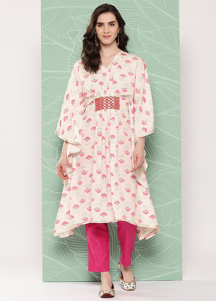 Off White Readymade Silk Kurti