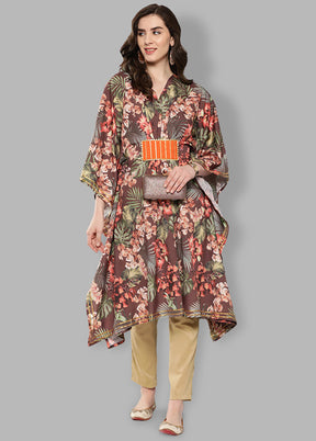 Brown Readymade Silk Kurti