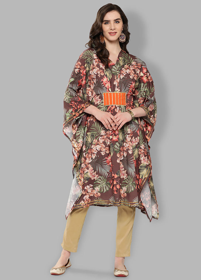 Brown Readymade Silk Kurti