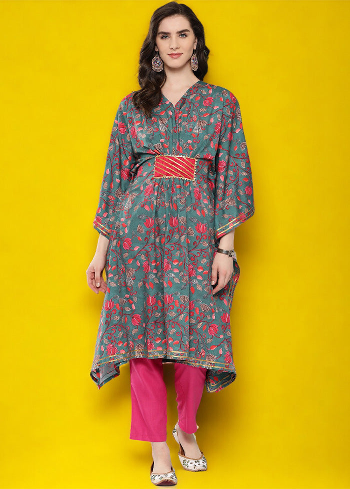 Green Readymade Silk Kurti