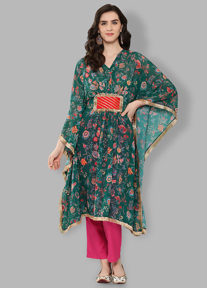 Green Readymade Georgette Kurti