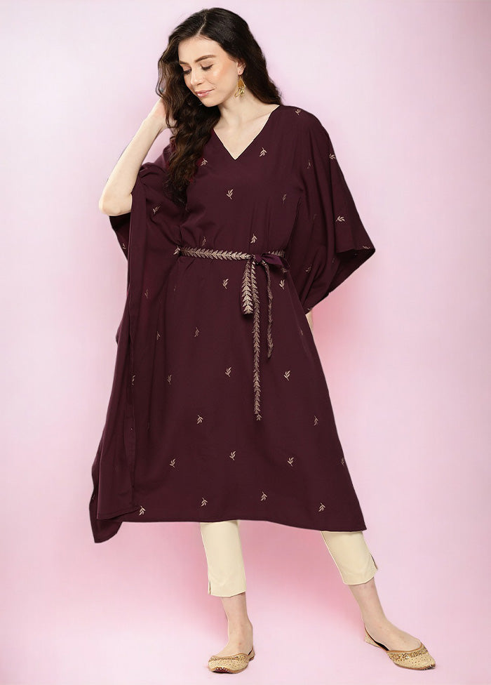 Burgundy Readymade Silk Kurti