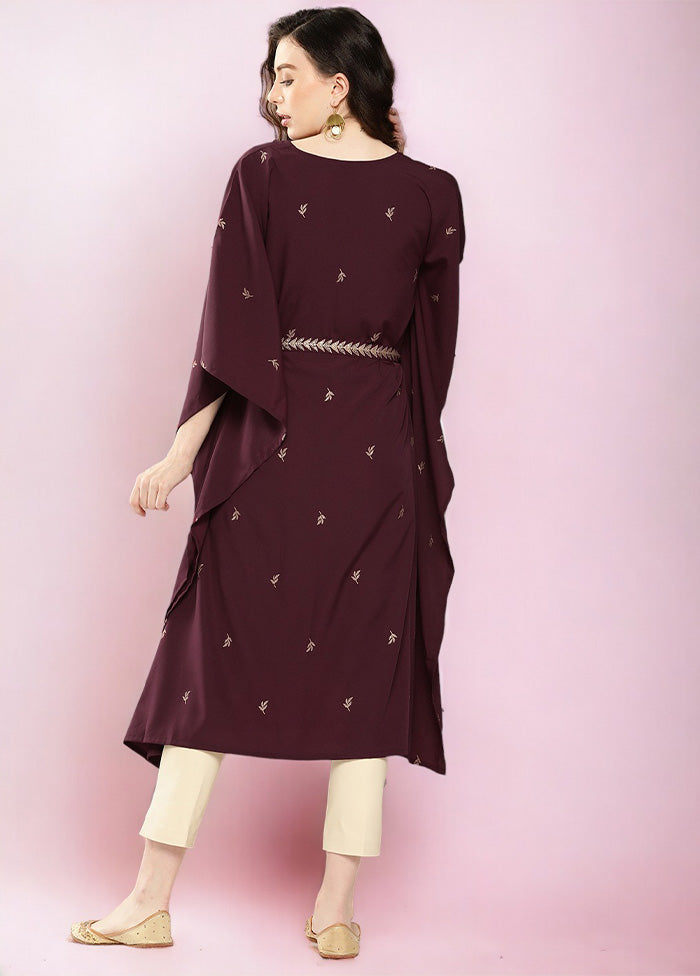 Burgundy Readymade Silk Kurti