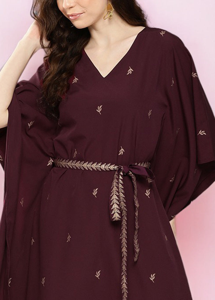 Burgundy Readymade Silk Kurti