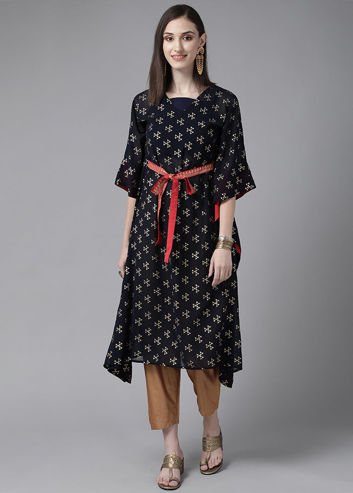 Navy Blue Readymade Georgette Kurti