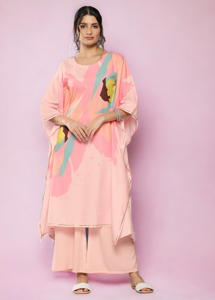 2 Pc Pink Readymade Silk Kurti Set