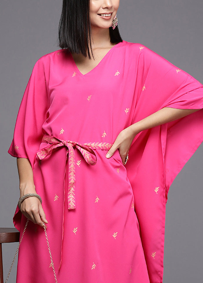 2 Pc Pink Readymade Silk Kurti Set