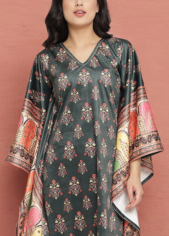 Dark Green Readymade Velvet Kurti