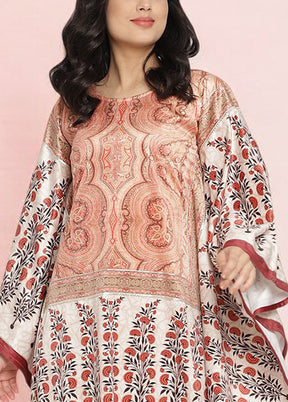 Beige Readymade Velvet Kurti