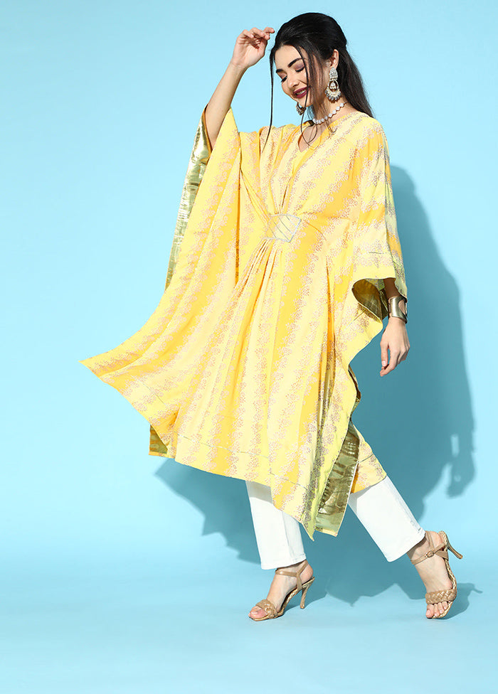 Yellow Readymade Viscose Kurti - Indian Silk House Agencies