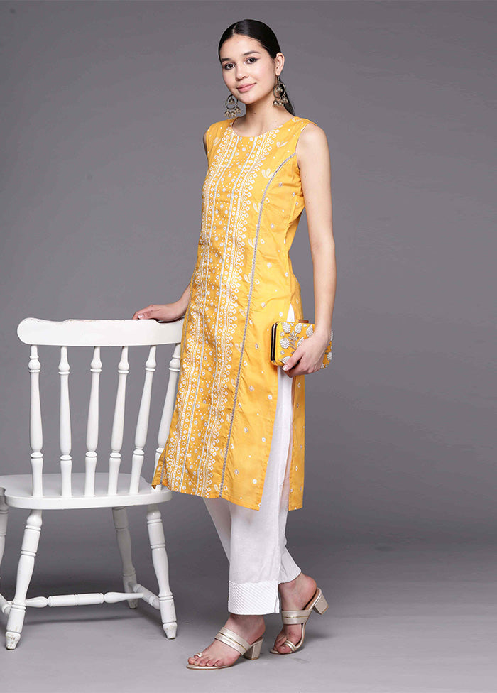 Yellow Readymade Cotton Kurti