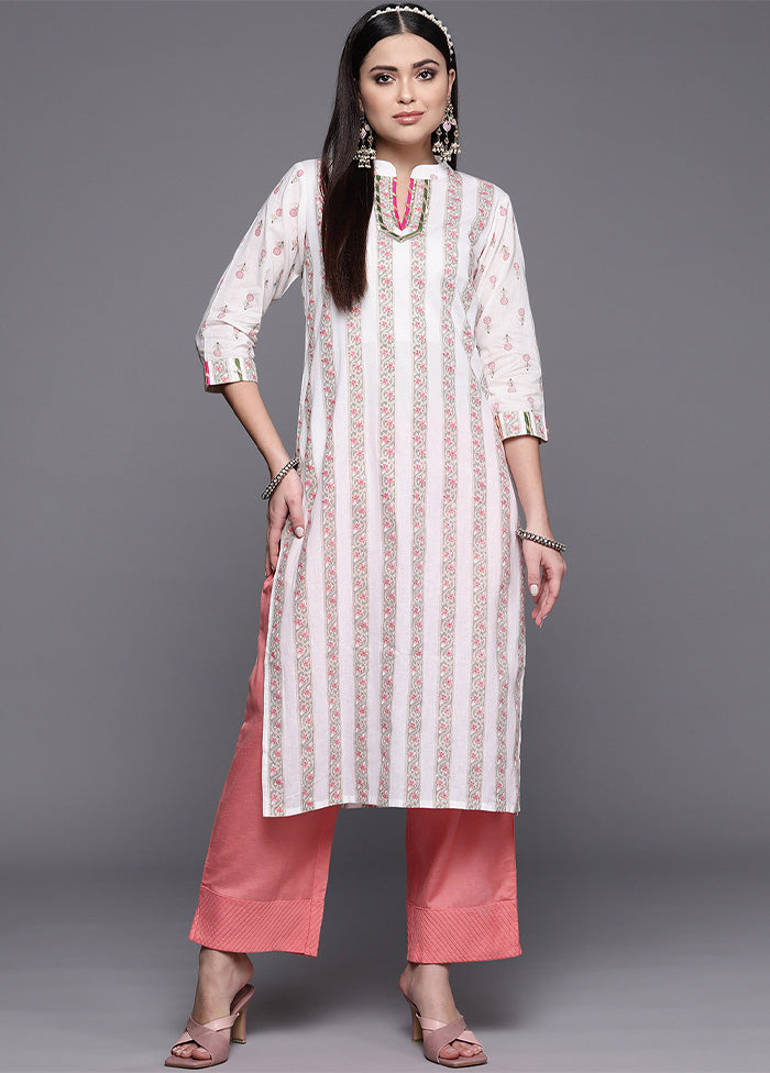 Off White Pure Readymade Cotton Kurti