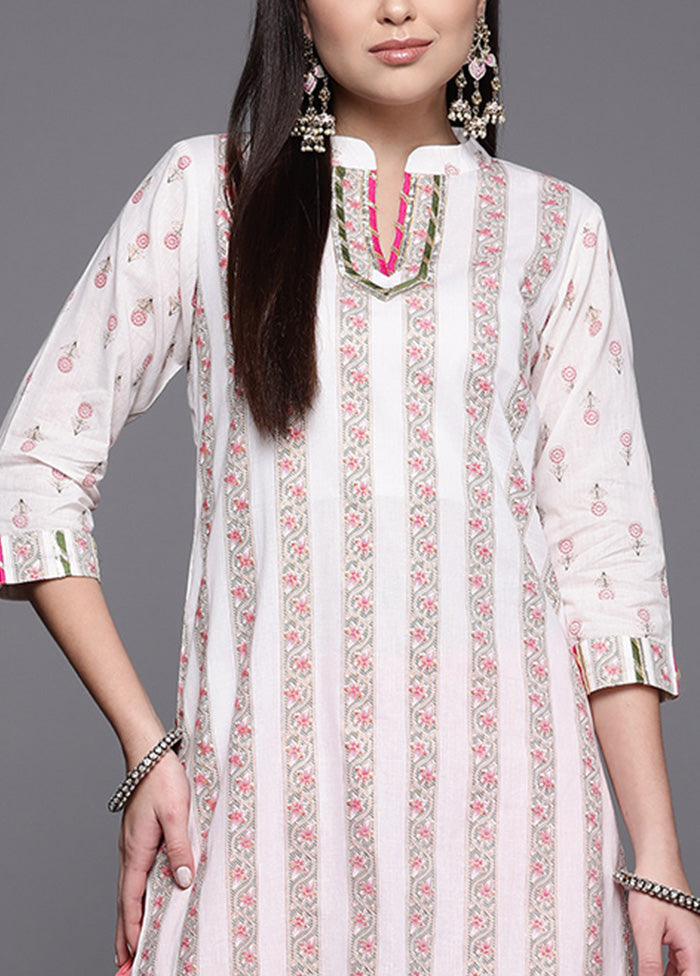 Off White Pure Readymade Cotton Kurti