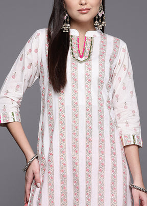 Off White Pure Readymade Cotton Kurti