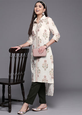 Off White Pure Readymade Cotton Kurti