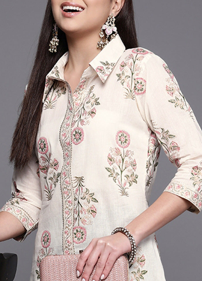 Off White Pure Readymade Cotton Kurti