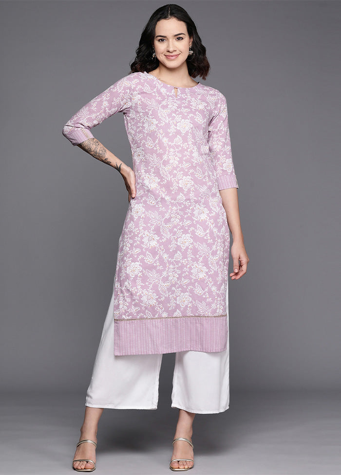 Lavender Pure Readymade Cotton Kurti