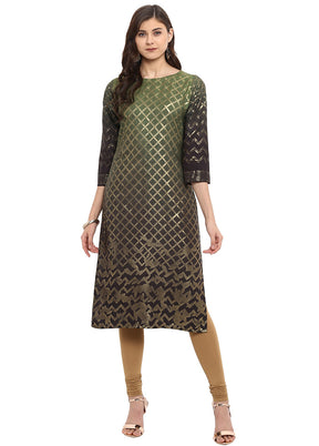 Green Readymade Silk Kurti