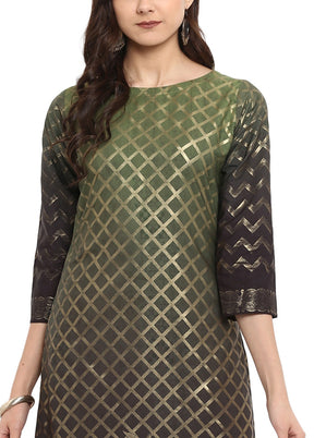 Green Readymade Silk Kurti