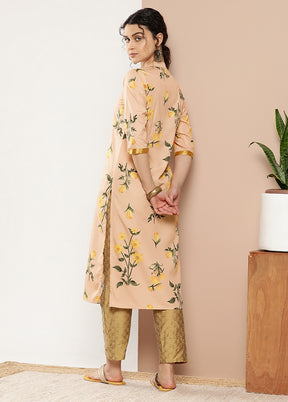 Beige Readymade Silk Kurti