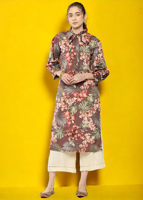 Brown Readymade Silk Kurti