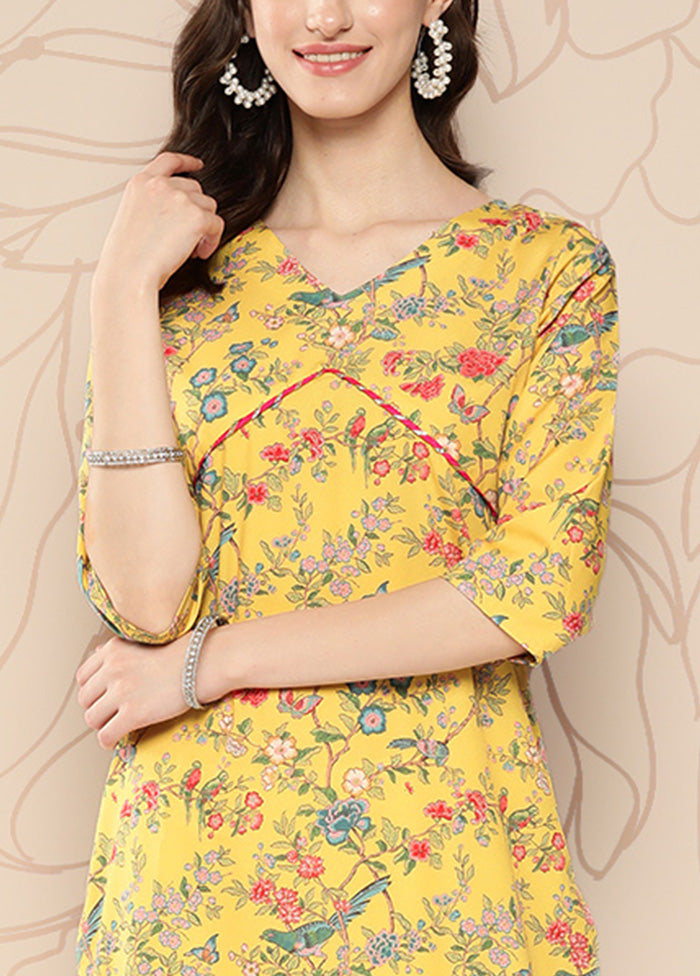 Mustard Readymade Silk Kurti