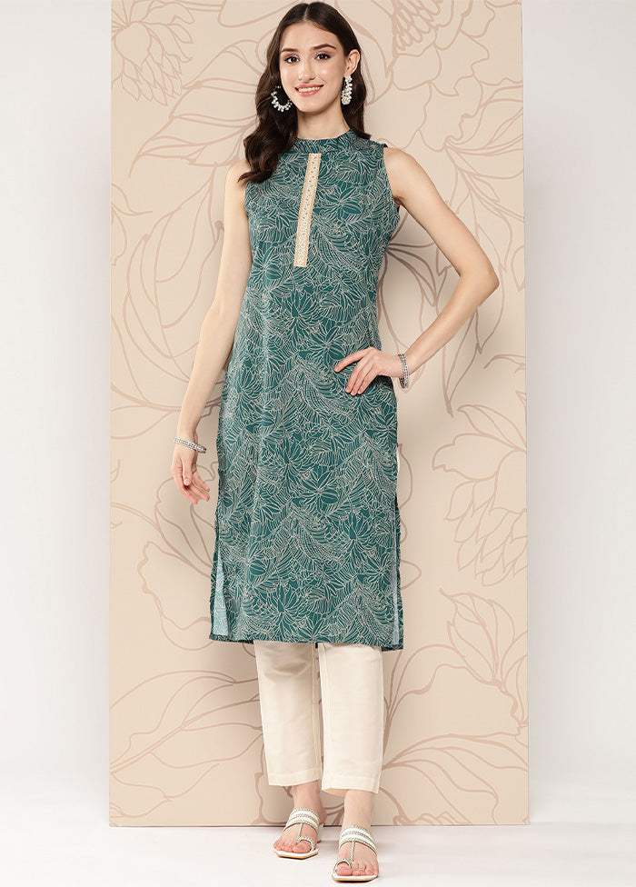 Green Readymade Silk Kurti