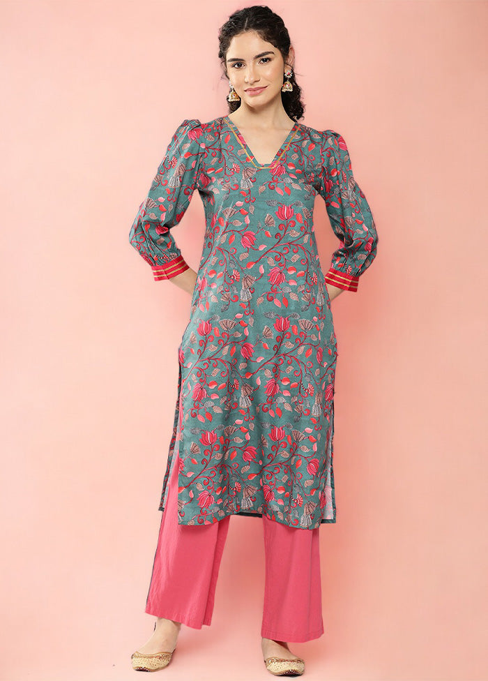 Green Readymade Silk Kurti