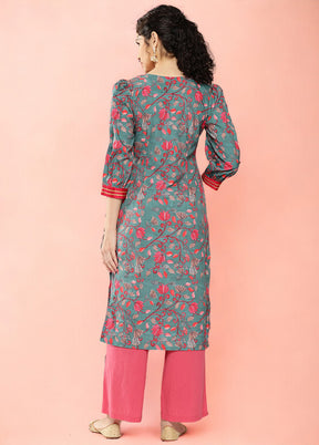 Green Readymade Silk Kurti