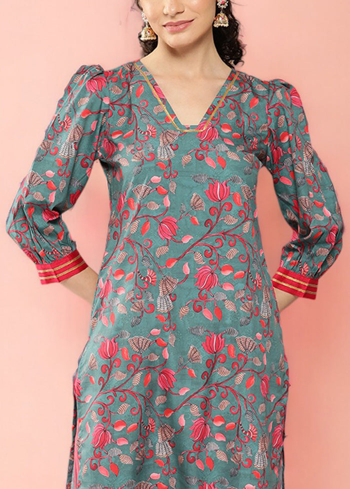 Green Readymade Silk Kurti