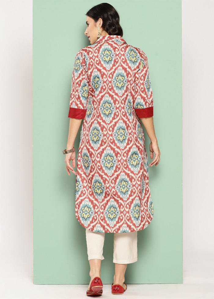 Red Readymade Silk Kurti