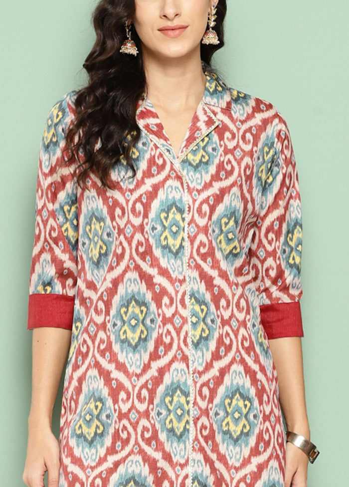 Red Readymade Silk Kurti