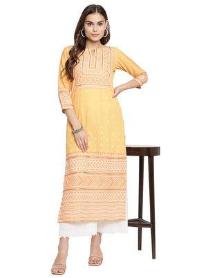 Light Orange Readymade Silk Kurti