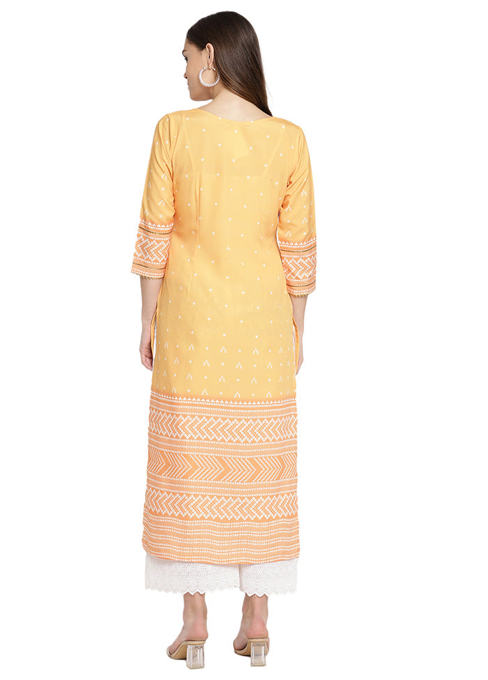 Light Orange Readymade Silk Kurti