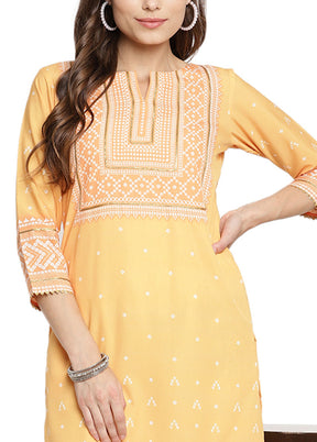 Light Orange Readymade Silk Kurti