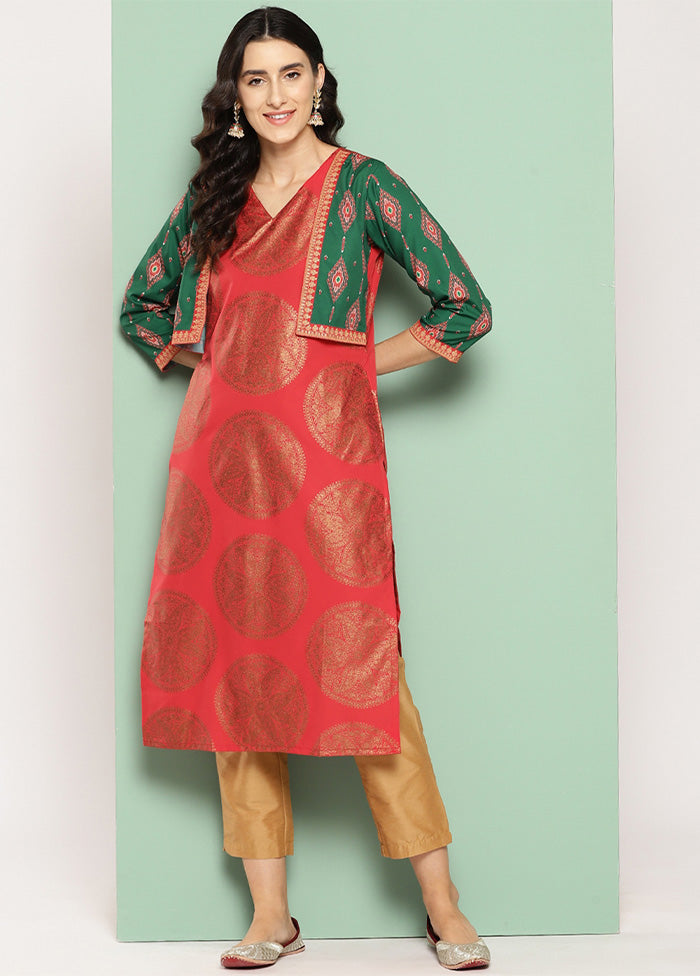 Red Readymade Silk Kurti